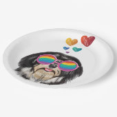 ハバニーズ犬とハートバレンタインデー ペーパープレート (アングル)