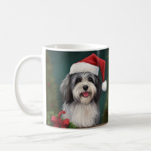 ハバニーズ犬と雪のクリスマス コーヒーマグカップ (左)