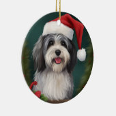 ハバニーズ犬と雪のクリスマス セラミックオーナメント (右)