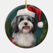 ハバニーズ犬と雪のクリスマス セラミックオーナメント (裏面)