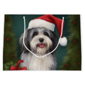 ハバニーズ犬と雪のクリスマス ラージペーパーバッグ (正面)