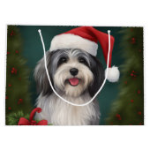 ハバニーズ犬と雪のクリスマス ラージペーパーバッグ (裏面)