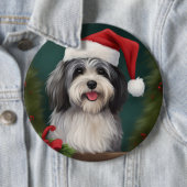 ハバニーズ犬と雪のクリスマス 缶バッジ (インサイチュ)