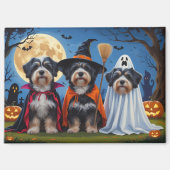 ハバニーズ犬のかぼちゃハロウィンおもしろデザイン マグネット (正面)
