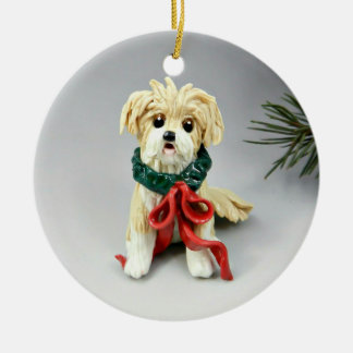 ハバニーズ犬のクリスマスオーナメント セラミックオーナメント