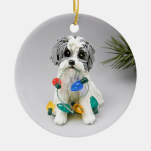 ハバニーズ犬のクリスマスオーナメント セラミックオーナメント