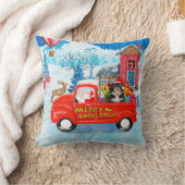 ハバニーズ犬のクリスマスデリバリートラック雪 クッション (ブランケット)