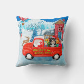ハバニーズ犬のクリスマスデリバリートラック雪 クッション (裏面)