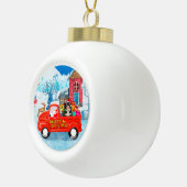 ハバニーズ犬のクリスマスデリバリートラック雪 セラミックボールオーナメント (右)