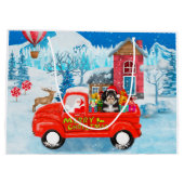 ハバニーズ犬のクリスマスデリバリートラック雪 ラージペーパーバッグ (裏面)