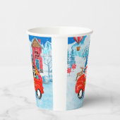 ハバニーズ犬のクリスマスデリバリートラック雪 紙コップ (左)