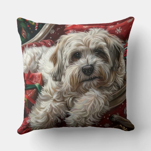 ハバニーズ犬のクリスマスフェスティバル クッション (裏面)