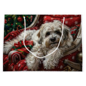 ハバニーズ犬のクリスマスフェスティバル ラージペーパーバッグ (正面)