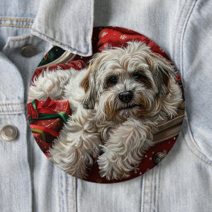 ハバニーズ犬のクリスマスフェスティバル 缶バッジ