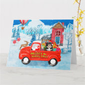 ハバニーズ犬のクリスマス配送トラックの雪 カード (黄色い花)