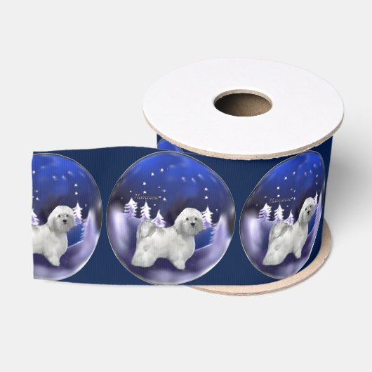 ハバニーズ犬のクリスマス グログランリボン (リール)