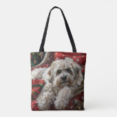 ハバニーズ犬のクリスマス トートバッグ (裏面)