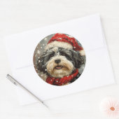 ハバニーズ犬のクリスマス ラウンドシール (封筒)