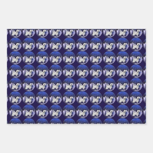 ハバニーズ犬のクリスマス ラッピングペーパーシート (正面3)