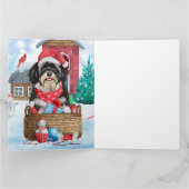 ハバニーズ犬のクリスマス　雪の犬小屋 カード (内部)