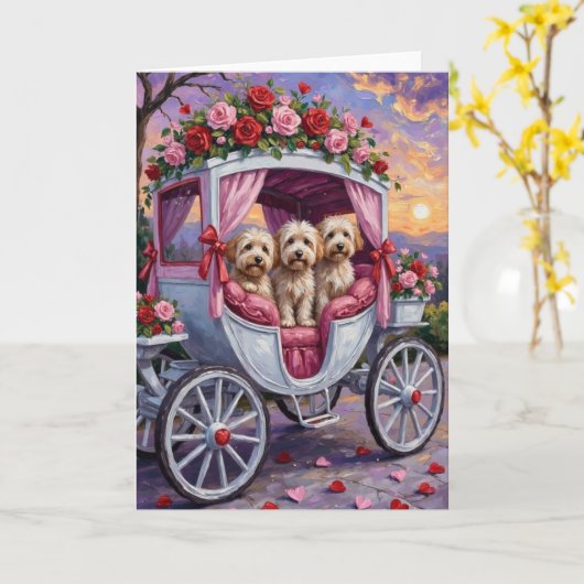 ハバニーズ犬のバレンタインデー カード (黄色い花)
