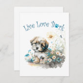 ハバニーズ犬のママフローラ ノートカード (正面/裏面)