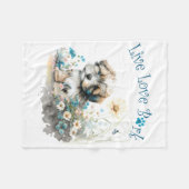 ハバニーズ犬のママフローラ フリースブランケット (正面(横))