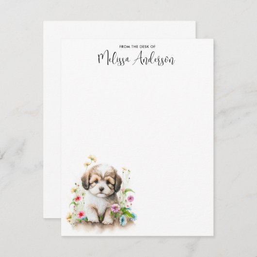 ハバニーズ犬の子犬の水彩可愛パーソナライズされたい ノートカード (正面/裏面)