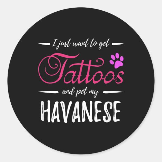 ハバニーズ犬の恋人タトゥーおもしろい犬マママギフトアイディア ラウンドシール (正面)