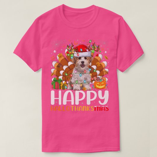 ハバニーズ犬の恋人ハロウィンクリスマスハッピーハロ Tシャツ (デザイン正面)