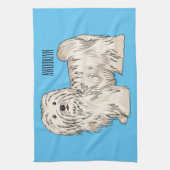 ハバニーズ犬の漫画イラストレーション キッチンタオル (縦)