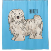 ハバニーズ犬の漫画イラストレーション シャワーカーテン (正面)