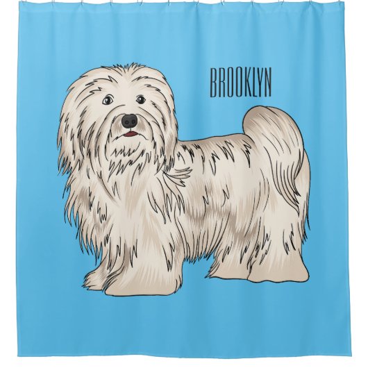 ハバニーズ犬の漫画イラストレーション シャワーカーテン (正面)