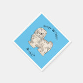 ハバニーズ犬の漫画イラストレーション スタンダードカクテルナプキン (角)