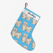 ハバニーズ犬の漫画イラストレーション スモールクリスマスストッキング (正面 (吊り時))
