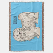 ハバニーズ犬の漫画イラストレーション スローブランケット (正面縦)