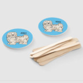 ハバニーズ犬の漫画イラストレーション ハンドファン (組立なし)