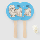 ハバニーズ犬の漫画イラストレーション ハンドファン (正面&裏面)