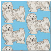 ハバニーズ犬の漫画イラストレーション ファブリック (クローズアップ)