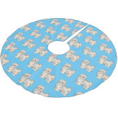 ハバニーズ犬の漫画イラストレーション ブラッシュドポリエステルツリースカート (アングル)