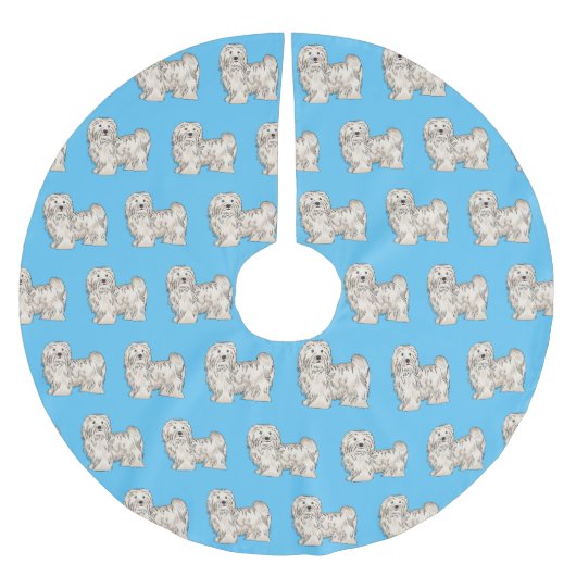 ハバニーズ犬の漫画イラストレーション ブラッシュドポリエステルツリースカート (正面)