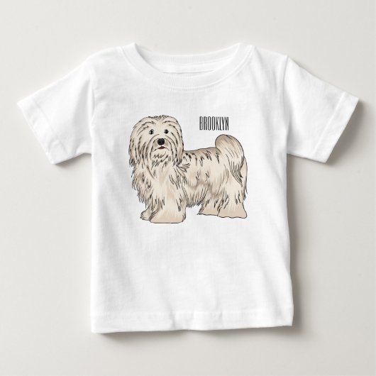 ハバニーズ犬の漫画イラストレーション ベビーTシャツ (正面)