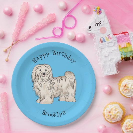 ハバニーズ犬の漫画イラストレーション ペーパープレート (パーティー)