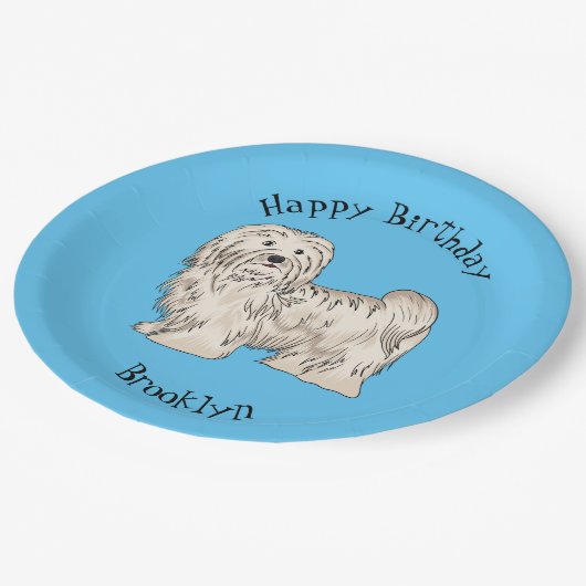 ハバニーズ犬の漫画イラストレーション ペーパープレート (アングル)