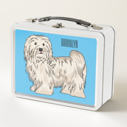 ハバニーズ犬の漫画イラストレーション メタルランチボックス (正面)