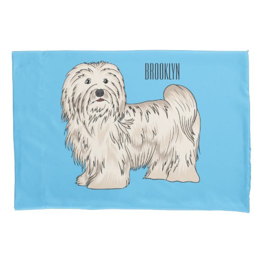 ハバニーズ犬の漫画イラストレーション 枕カバー (正面)