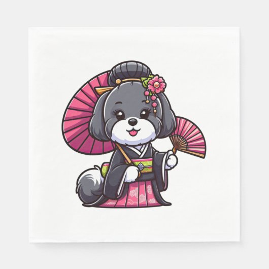 ハバニーズ犬の着物 スタンダードランチョンナプキン (正面)
