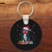 ハバニーズ犬の醜いクリスマスライトサンタハバニーズ犬C キーホルダー (正面)