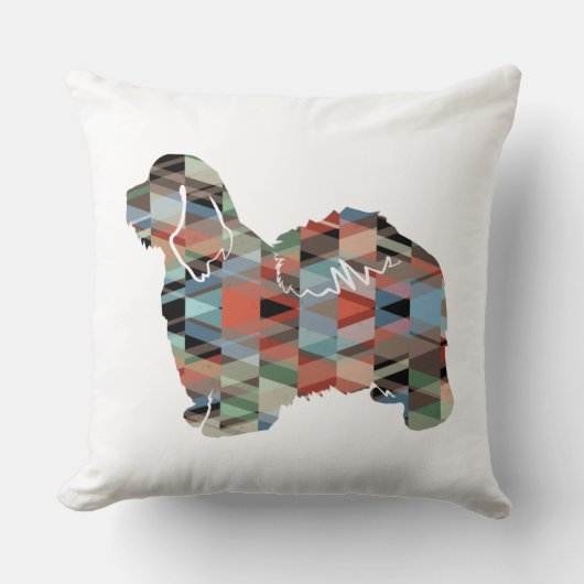 ハバニーズ犬はジオ・シルエット・プレイドを選ぶ クッション (正面)