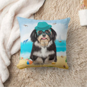 ハバニーズ犬オンビーチ クッション (ブランケット)